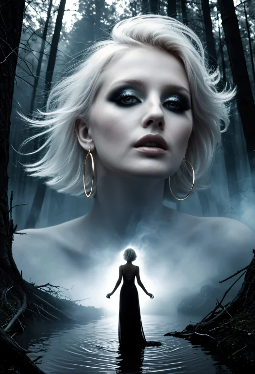 The Image Presents A Captivating Scene Set In A Forest At Ni...