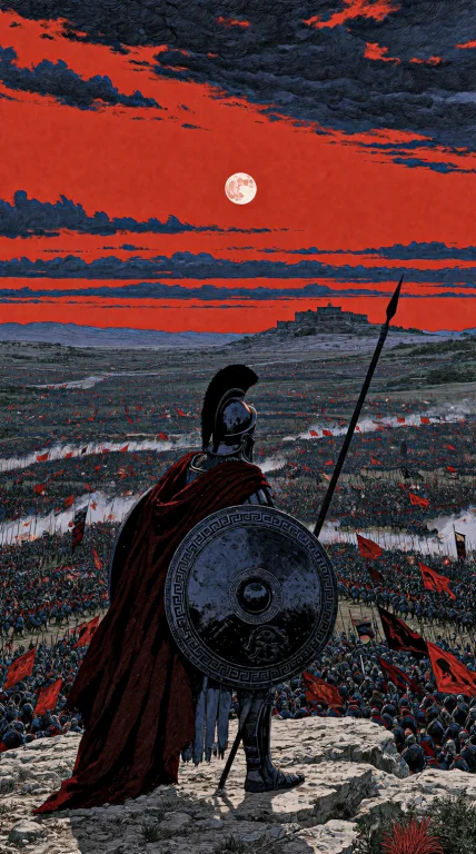 Houseofuday,a Lone Warrior Stands With His Back To The Viewe...