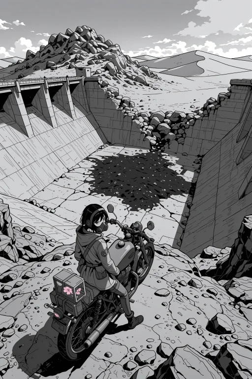 A High-angle, Panoramic Wide Shot Looking Down From A Barren...