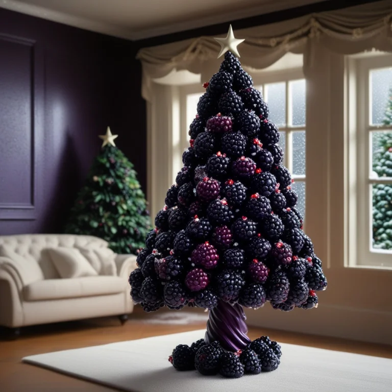 A Christmas Tree Made Out Of Blackberries, Each Branch Has D...