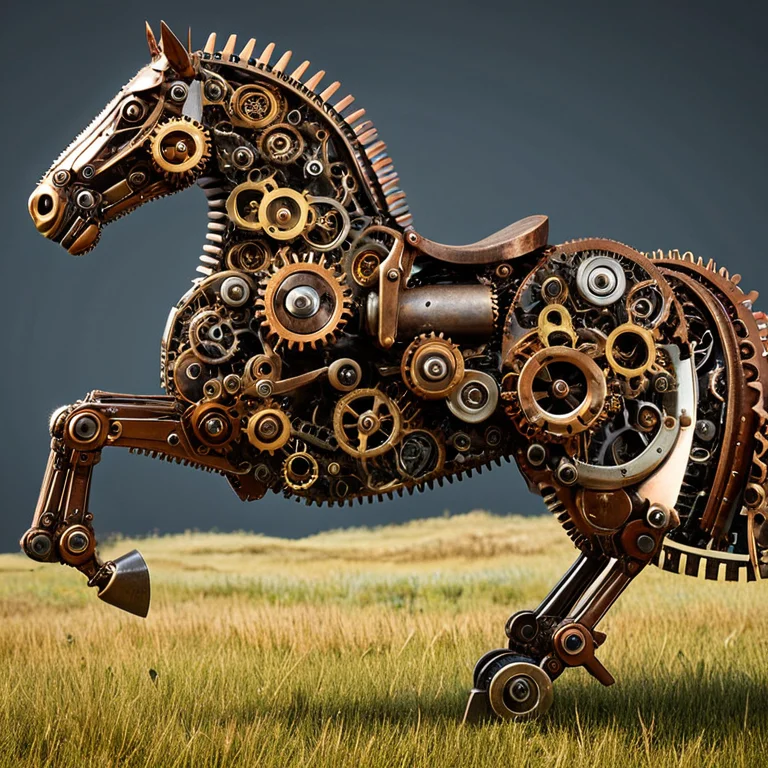 A Horse Galloping Across An Open Grassland, Full Body Side V...