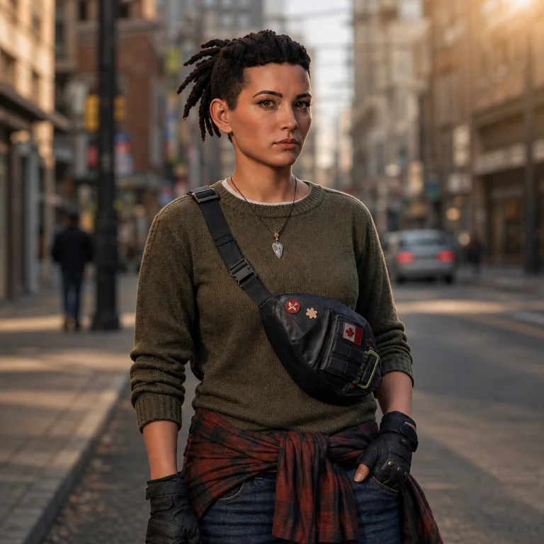A Medium Shot Captures A Woman With Dreadlocks And An Underc...