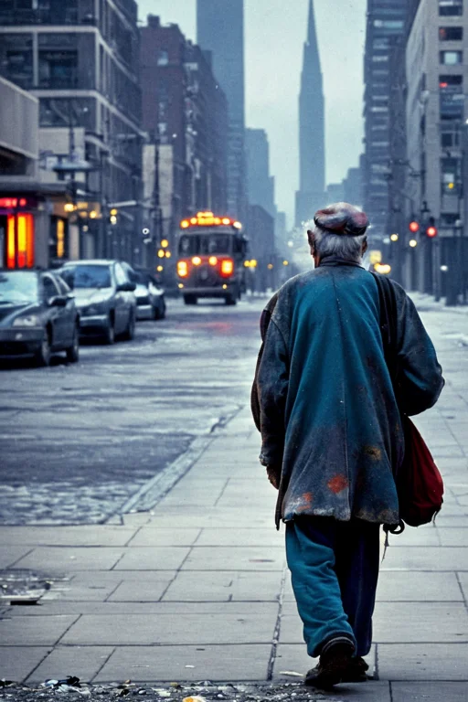 Color High-resolution Street Photograph Of An Elderly Homele...
