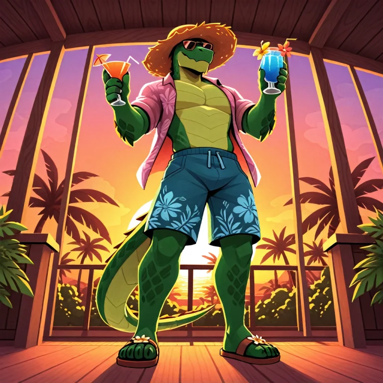 R4c3s0l4r, Mature Male, Scalie, Green Scales, Sunglasses, St...