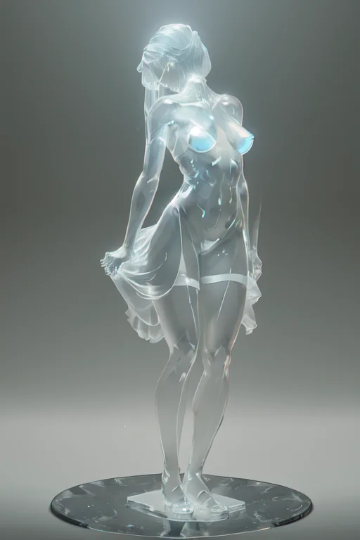 Realistic Full Body Glasssculpture Of A Woman, Translucent,...