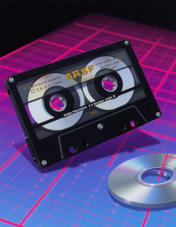 80sairbrush. A Black Basf Cassette Floats Diagonally Above A...
