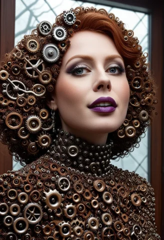 All Made Of Gears2.8, Glossy Lips, Indoors2, Windows2, Livin... — SDXL AI Prompt: (All made of gears:2.8), glossy lips, (indoors:2), (windows:2), livingroom, dine...