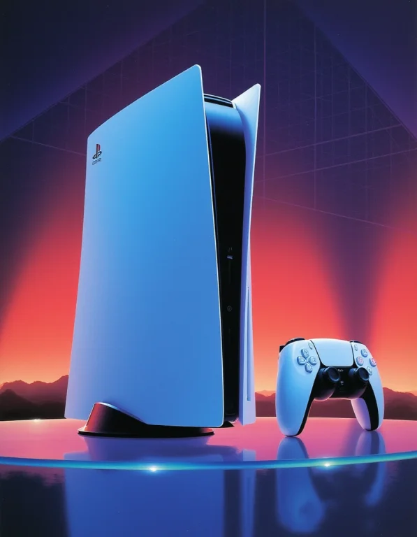 80sairbrush. Photo Of A Sony Playstation 5 Console And A Whi...