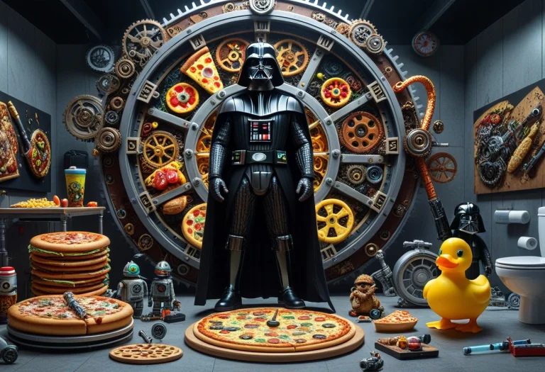 A Giant Clock, In His Gear Various Items, A Toilet, A Dragon...