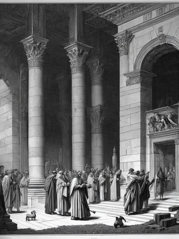Concept-art, Engraving Of Ezra Constructing The Second Templ... — Stable Diffusion AI Prompt: concept-art, engraving of Ezra constructing the second temple in Israel by Gusta...