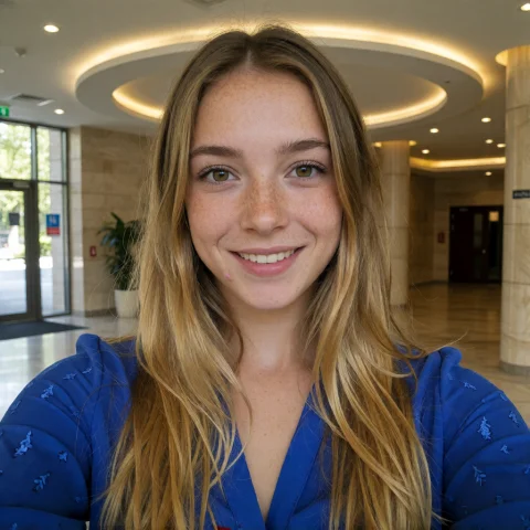 Selfie Photo, Upper Body, 19yo Austrian Femalesecretary With... — Stable Diffusion AI Prompt: selfie photo, upper body, 19yo austrian female_secretary with long u-cut blonde...