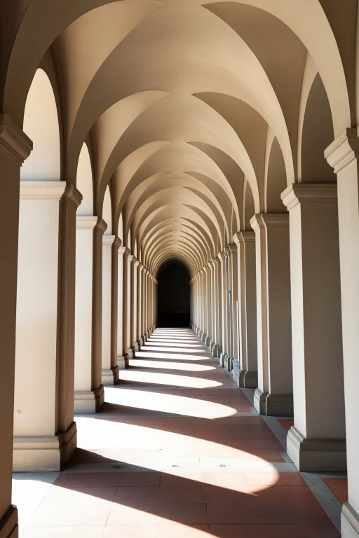 An Infinite Colonnade Of Identical Arches Receding To A Vani...