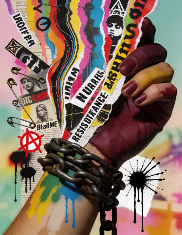 Punk Collage Style . Mixed Media, Papercut,textured Paper, O...
