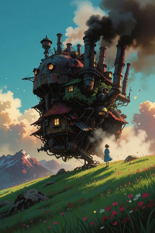 Studio Ghibli Style, Hayao Miyazaki Masterpiece, A Detailed...