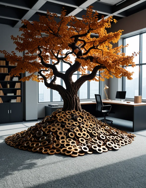 4. Gearstyle, A Majestic Cherry Tree Growing From The Center...