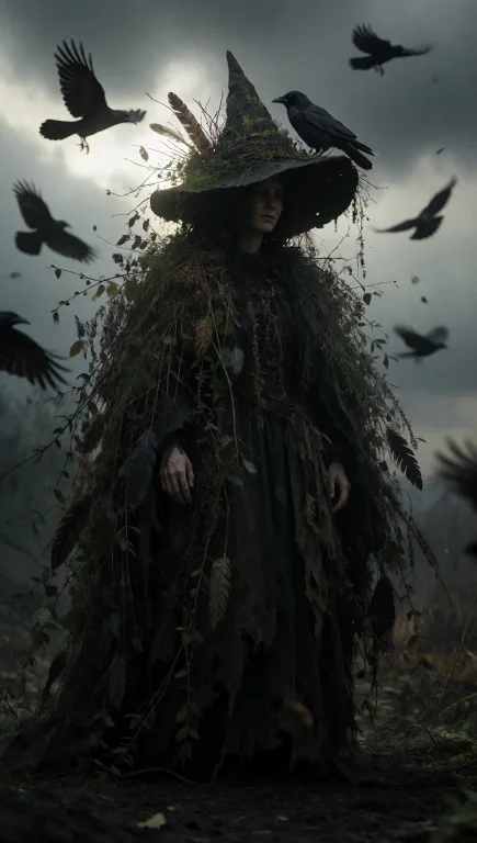 A Low-angle Shot Captures A Towering, Shadowy Woman-figure S...