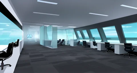 Loratronuprising0.7 Tronuprising Style Infinite Office Space — Stable Diffusion AI Prompt: tronuprising style infinite office space