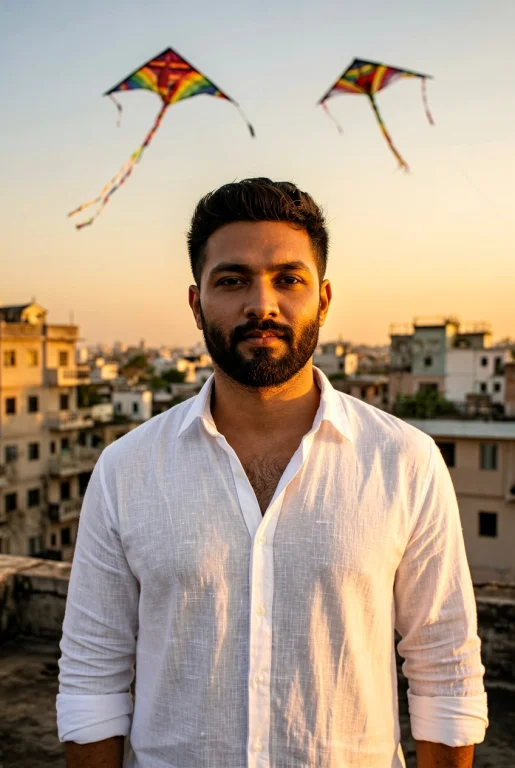 Portrait Of A 30 Year Old Indian Man With A Trimmed Beard In...