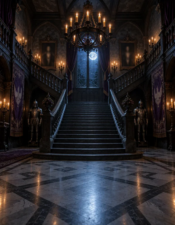 G0th1c M4ns10n, Photorealistic Grand Entrance Hall Matching...