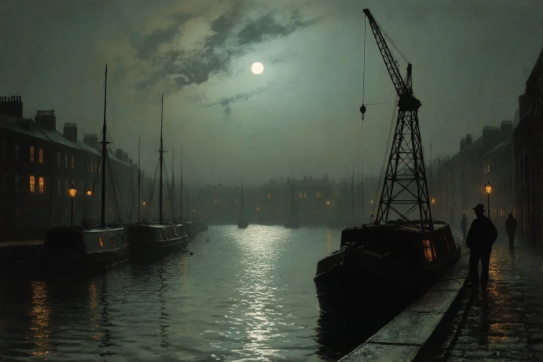 In The Manner Of Grimshaws Moonlit Visions, Canal Basin At N...