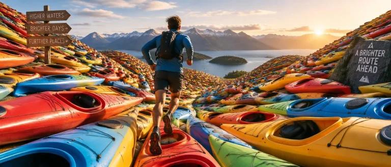 Outdoorsy Hero Running Through A Landscape Made Of Colorful...