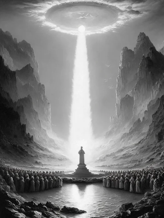 Concept-art, Engraving Of Peering Into A Great Circle Of Lig...