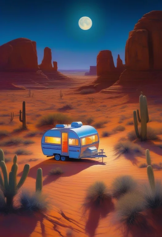 A Caravan Crossing A Desert Of Glass And Bone, Plein Air Pai...