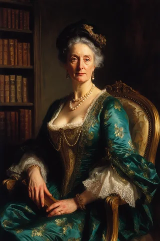 Sargent Portrait Painting, Three-quarter Of A 52-year-old En... — Stable Diffusion AI Prompt: Sargent portrait painting, three-quarter of a 52-year-old English woman with a w...
