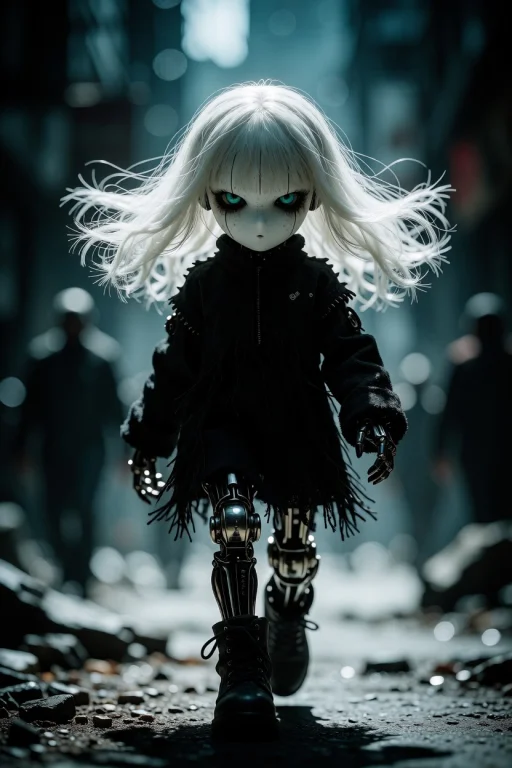 A Small, Gothic-style Android With A Menacing Expression. ,i...