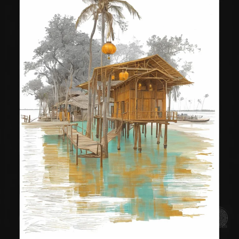 Atmospheric Coastal Stilt-house Market Hall On Isla Buena, W...