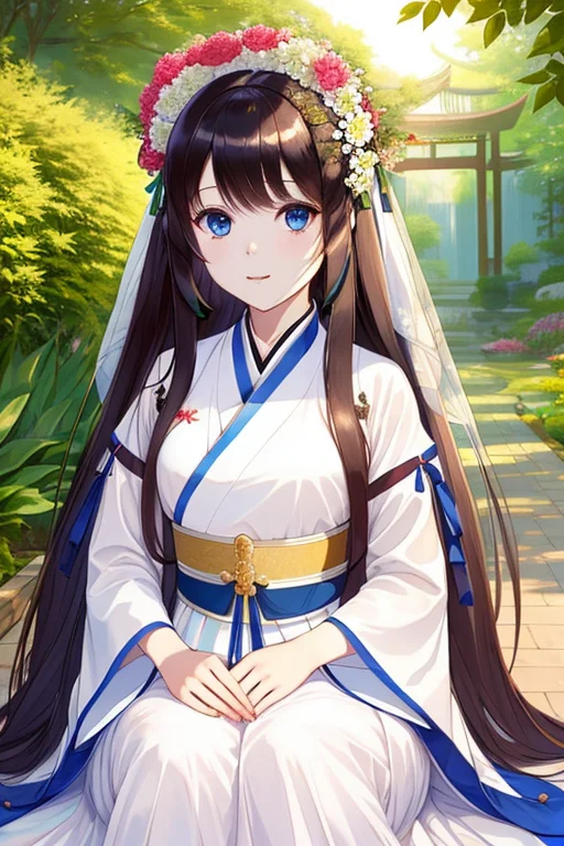 Masterpiece, Best Quality, 1girl Wearing Hanfu Blue Eyes, Ga...