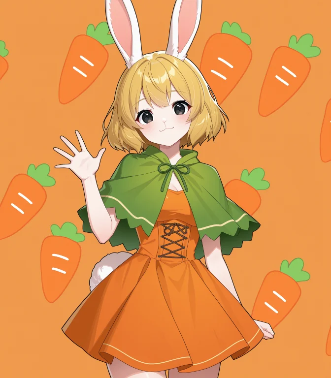 1girl, Solo, Opcarrot, 1girl, Rabbit Girl, Blonde Hair, Shor...