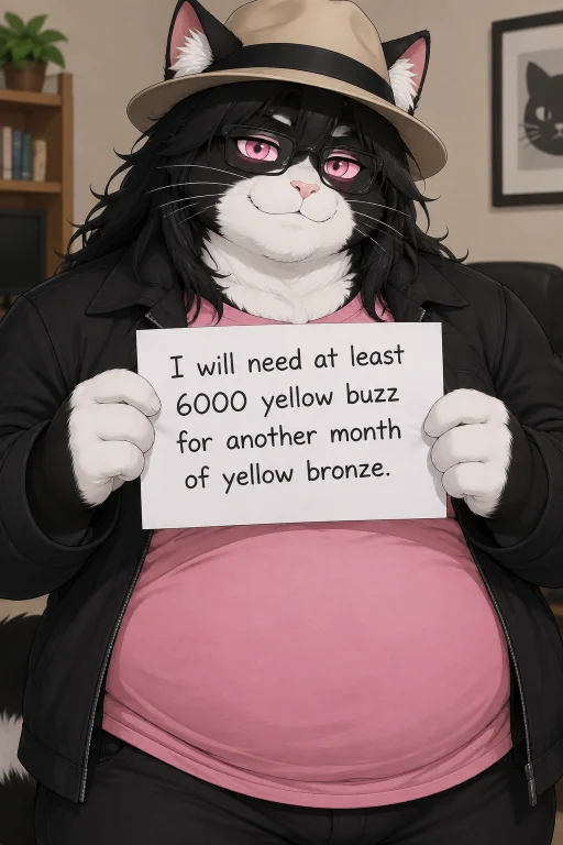 Anthropomorphic Humanoid Male Cat, Mature Male, Chubby, Blac...