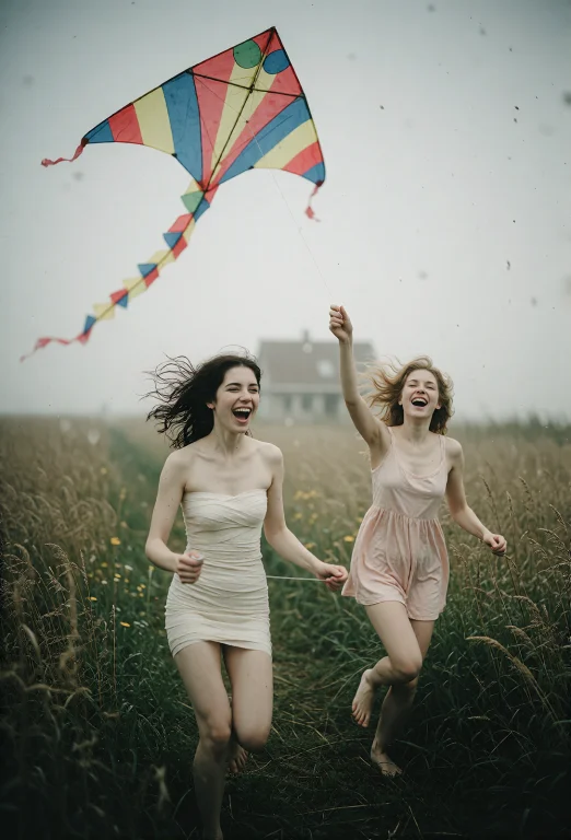 A Muted, Softly Blurred Vintage Photograph In An Open Field...