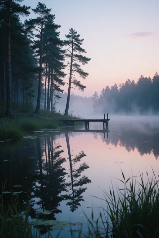 Nature, A Serene Vertical Landscape Photograph Of A Wooden D...