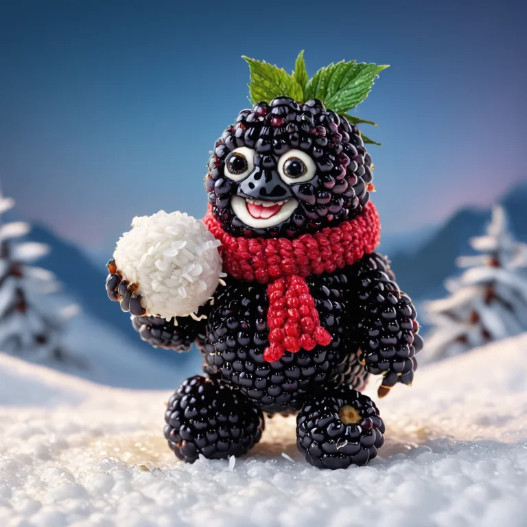 Blackberryworld, A Round Blackberry Yeti In A Tiny Red Knitt...