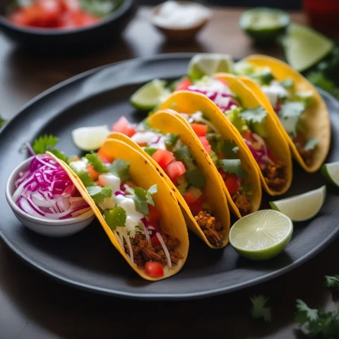 A Plate Of Tacos Loaded With Fresh Toppings, Cinematic Photo... — SDXL AI Prompt: a plate of tacos loaded with fresh toppings, cinematic photography, overcast lig...