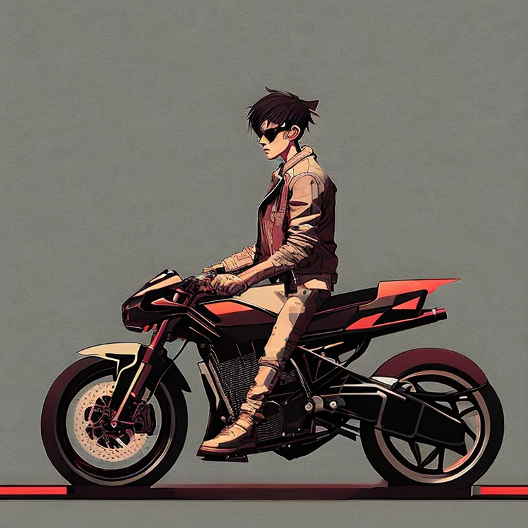 A Cyberpunk Cat On A Motorcycle, Inkpunklite768, F1.4, Squar...