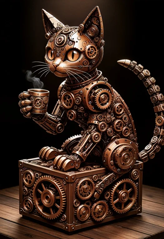 Gearstyle Artwork, An Absurd Comic Scene Of A Cat Rendered E...