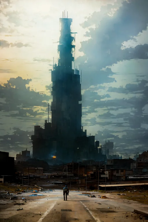 Post-apocalypse1.2, Robotic Monolith Towering Above A Desola...