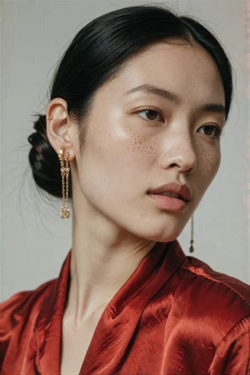 A Fashion Portrait Of A Young East Asian Woman With Porcelai...