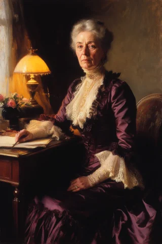 Sargent Portrait Painting, Three-quarter Of A 47-year-old Am... — Stable Diffusion AI Prompt: Sargent portrait painting, three-quarter of a 47-year-old American woman with a...
