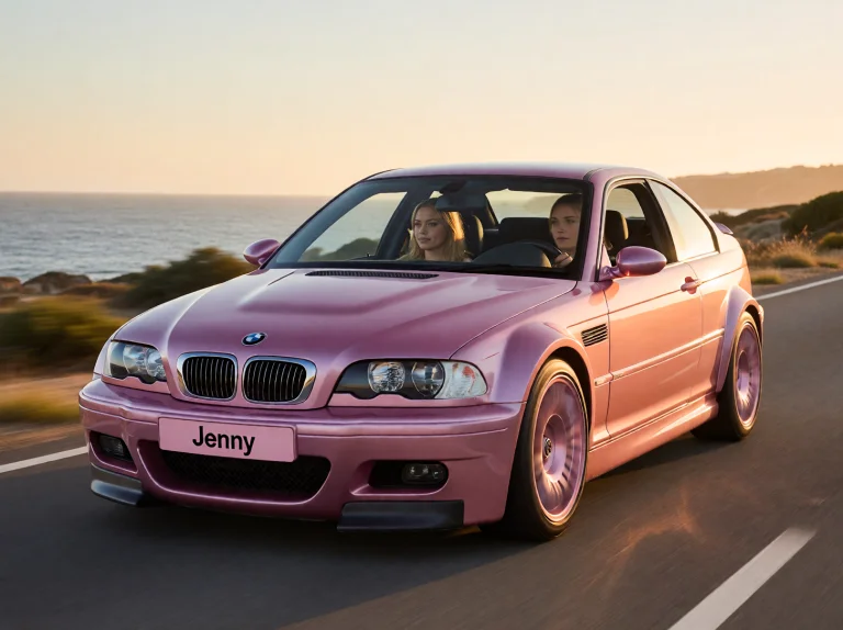 Outside On The Stree Shot. A Highly Realistic Image Of A Bmw...