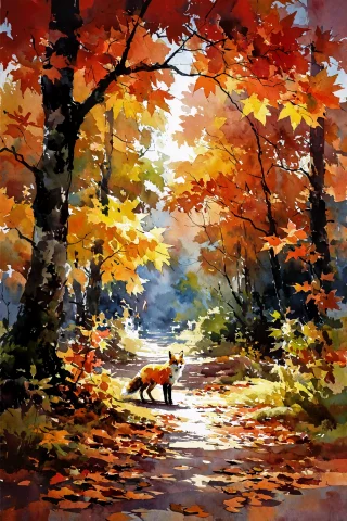An Autumn Forest Pathway Carpeted In Brilliant Copper And Go... — Stable Diffusion AI Prompt: an autumn forest pathway carpeted in brilliant copper and golden maple leaves, a...