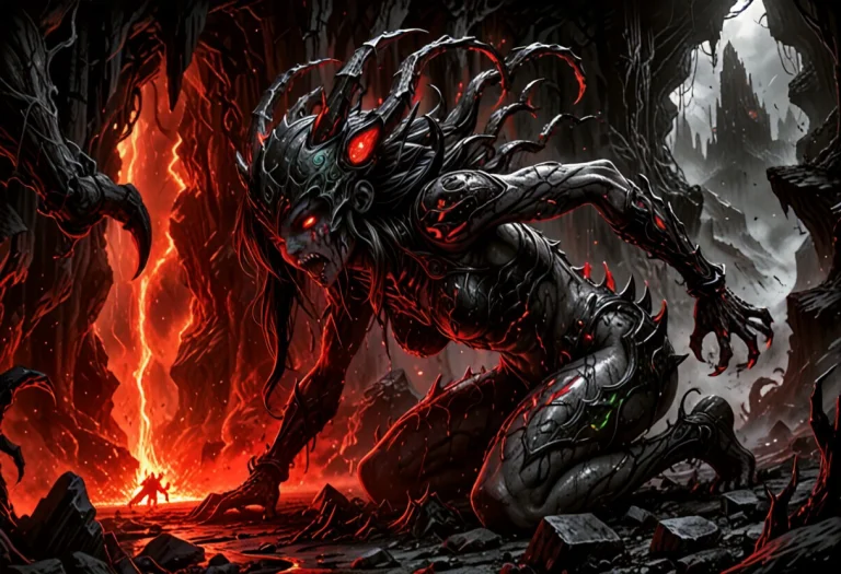 A Highly Detailed Xibalba-style Illustration In Monochrome G...