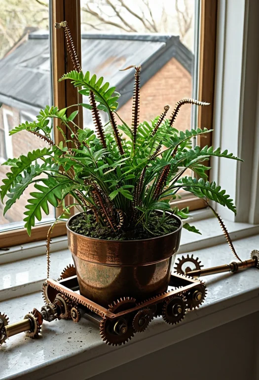 Photorealistic, Potted Houseplant On A Windowsill, Leaves An...