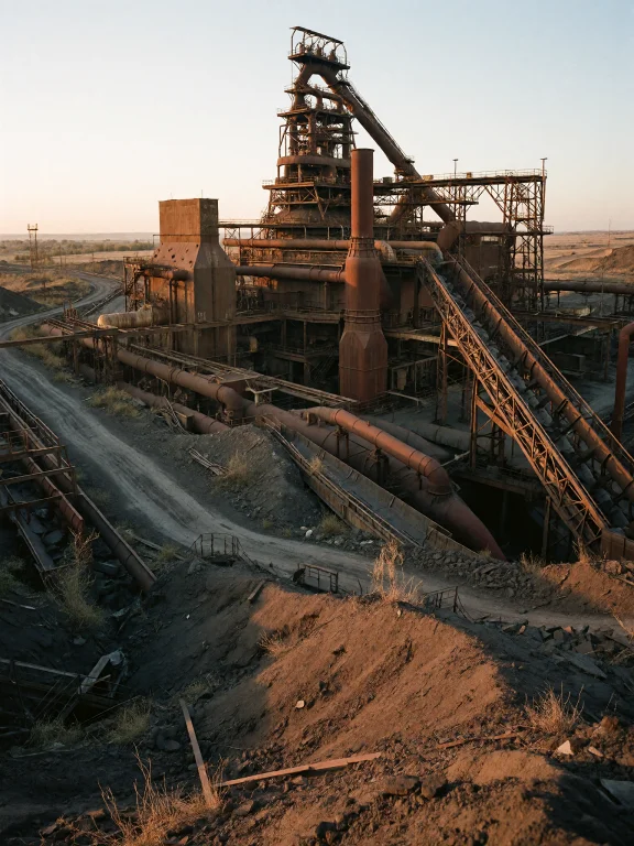 Abandoned Steelworks.half Side View.a Old And Desolated Lost...