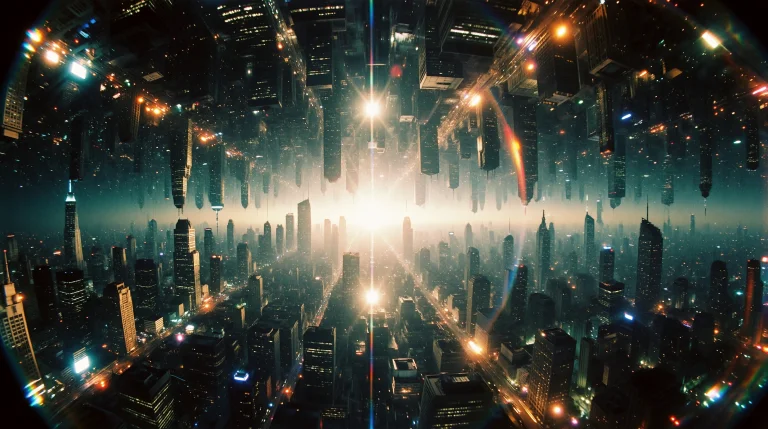 Ultra-wide Cinematic Analog Photorealistic Abstract Cityscap...