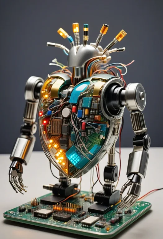 Transistors, A Human Heart Made Of Colorful Transistors And...