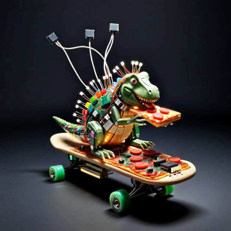 A Microchip Clusters Barney The Dinosaur Made Of Transistors...